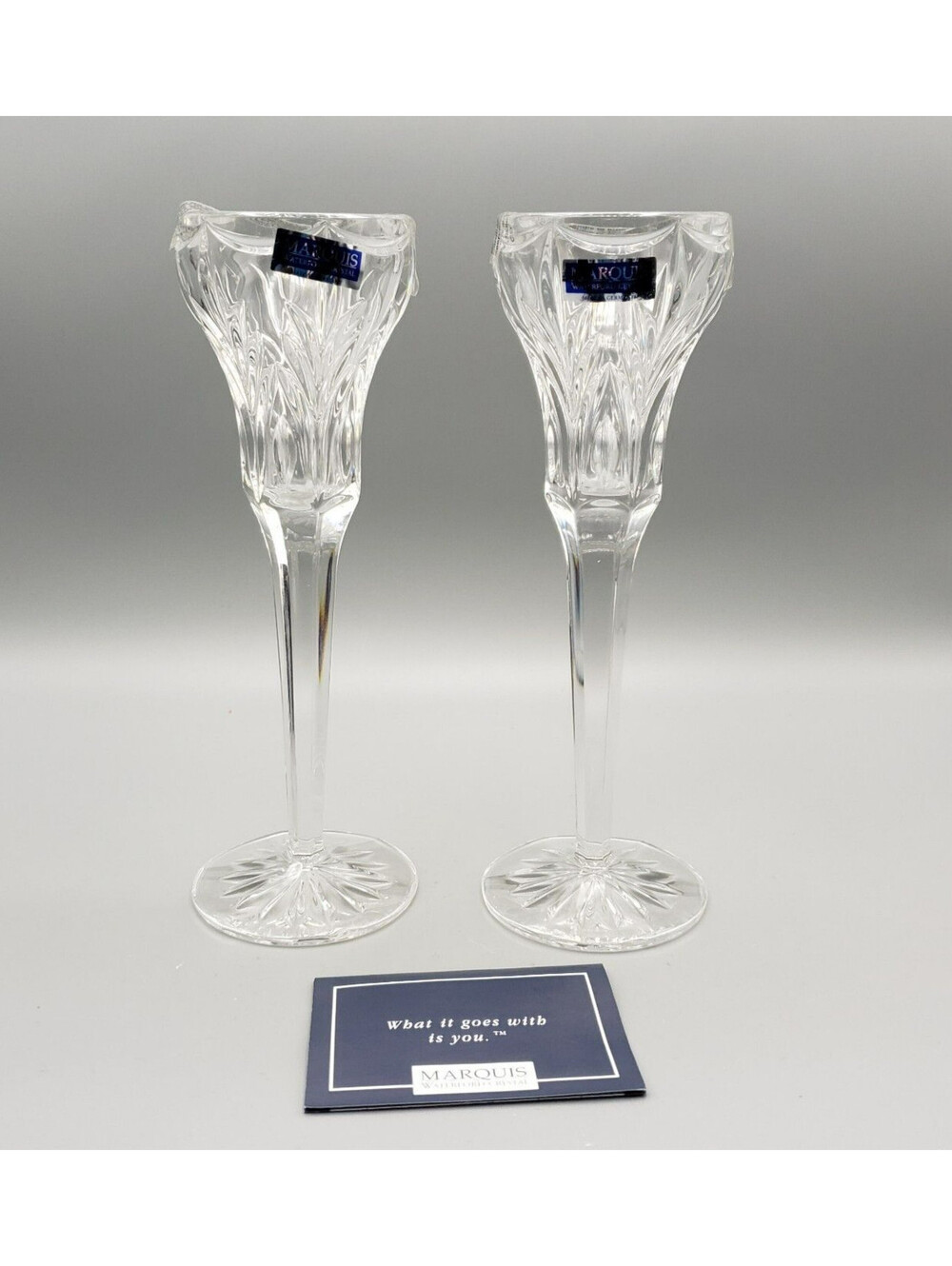 Waterford Marquis Lead Crystal Winter Celebrations Candlesticks Candleholder 2